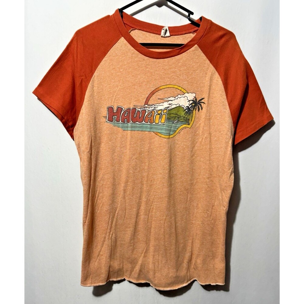 Vintage 90’s Hollister HAWAII Distressed Single Stitch Graphic Shirt Size XL